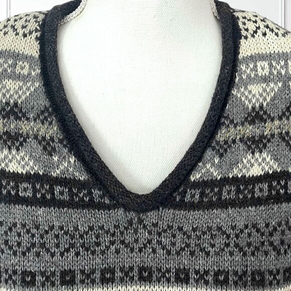 Lane Bryant Fair Isle Blue Tunic Sweater Wool Blend V Neck Venezia SZ 22/24 - Picture 5 of 10